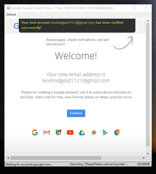 Screenshot of Gmail PVA Creator