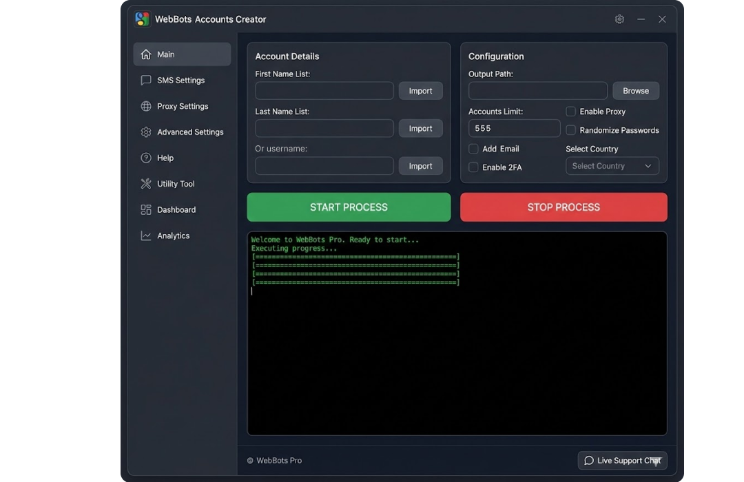 Screenshot of Gmail PVA Creator